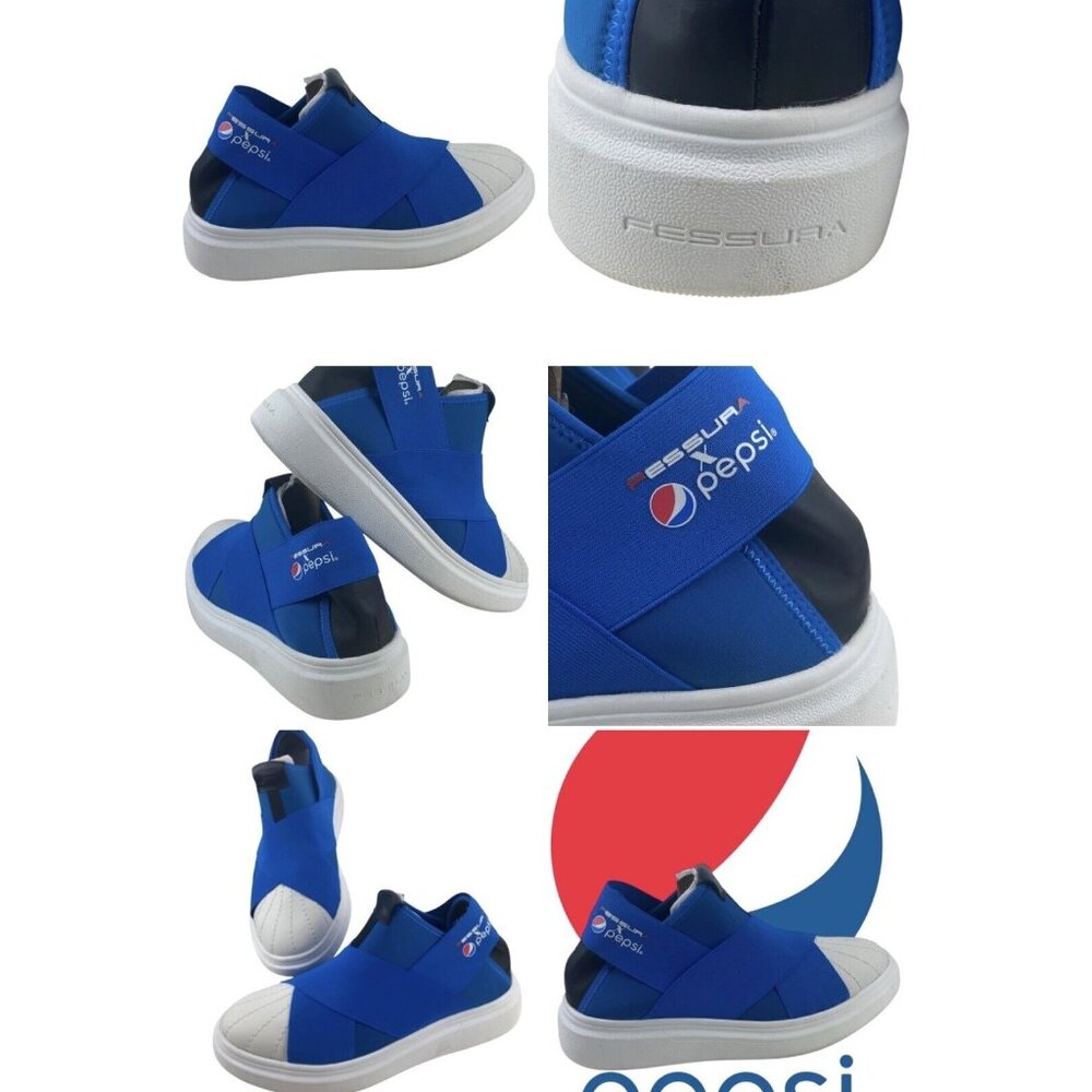 Fessura Edge x Pepsi Slip On Elastic Shoes Blue White Unisex Athleisure 8.5 RARE